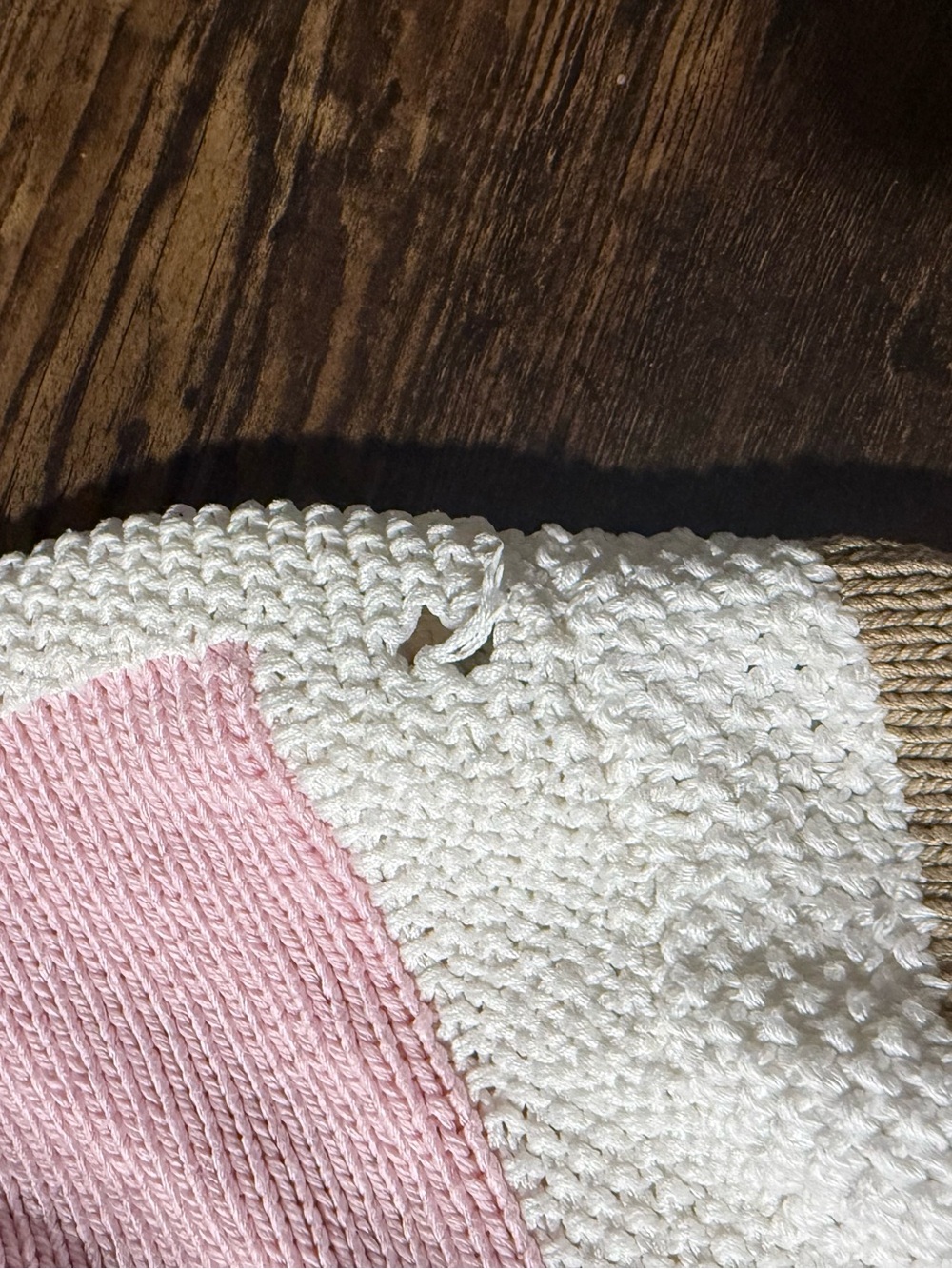 Vintage Patchwork Embroidered Knit Cardigan Sweater - Cream with Pastel Panels - Picture 4 of 5
